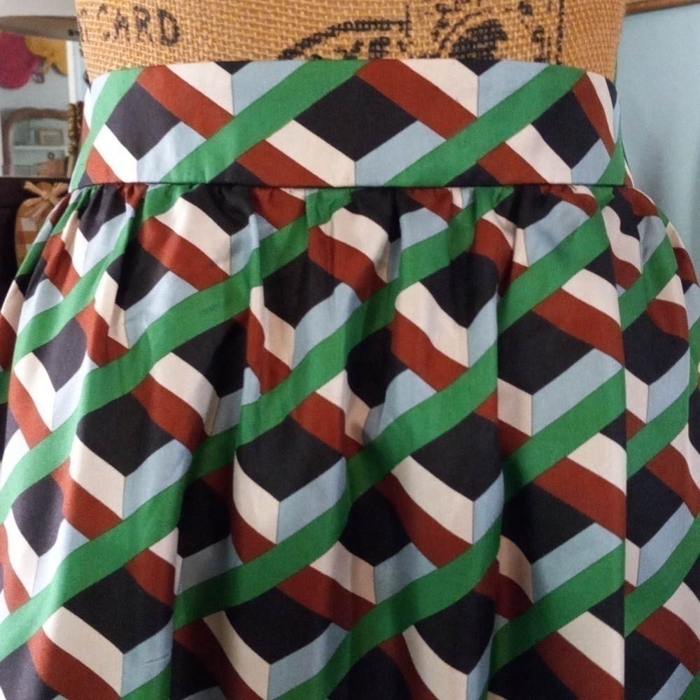 J. Crew Ratti Retro Silk Geometric Skirt in Simpatico Diamond Lattice NWT - Picture 3 of 16